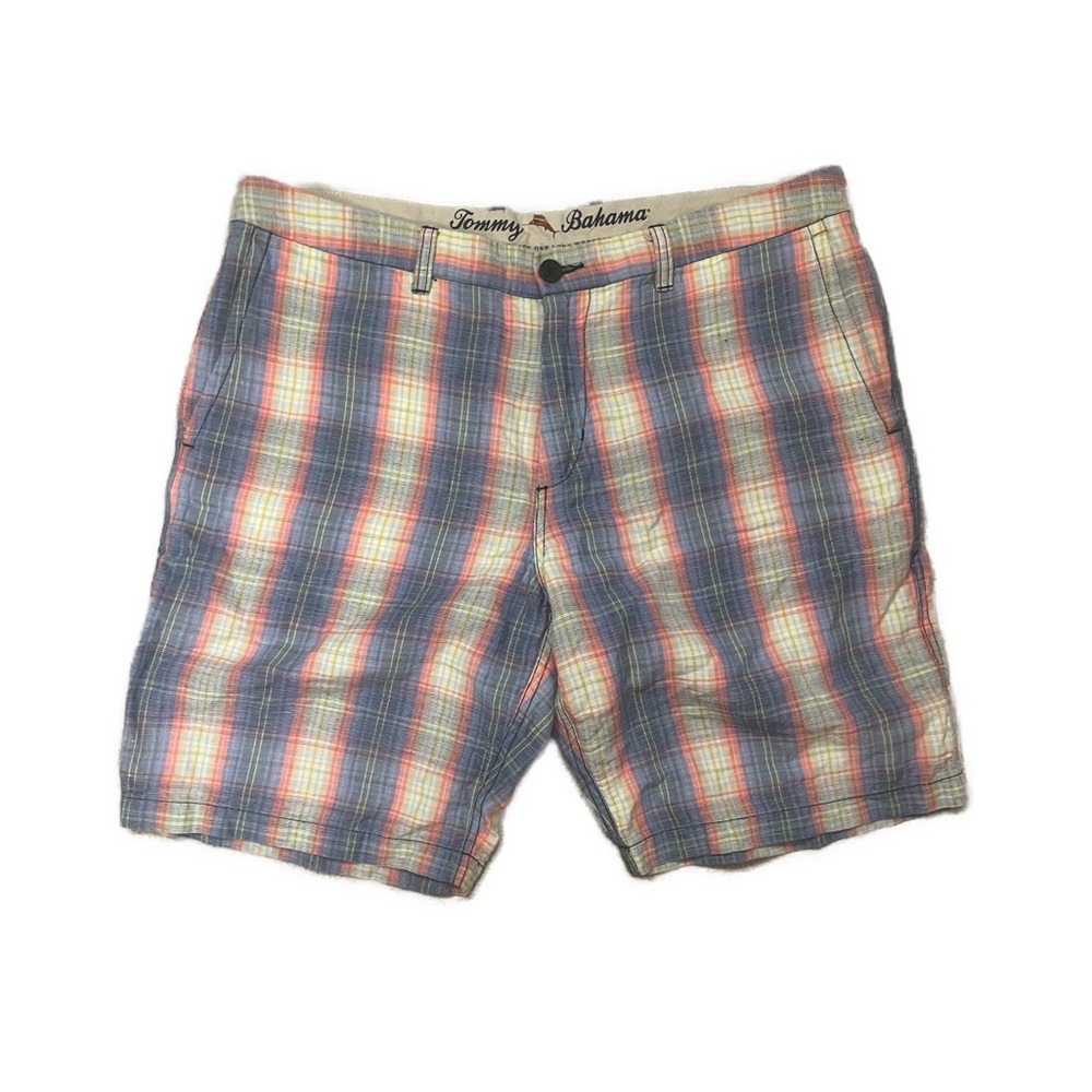 Tommy Bahama‎ Men's Linen Blend Plaid Breezy Golf Shorts- Size 36